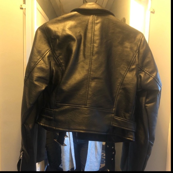 Vegan leather black motorcycle jacket - Picture 4 of 4